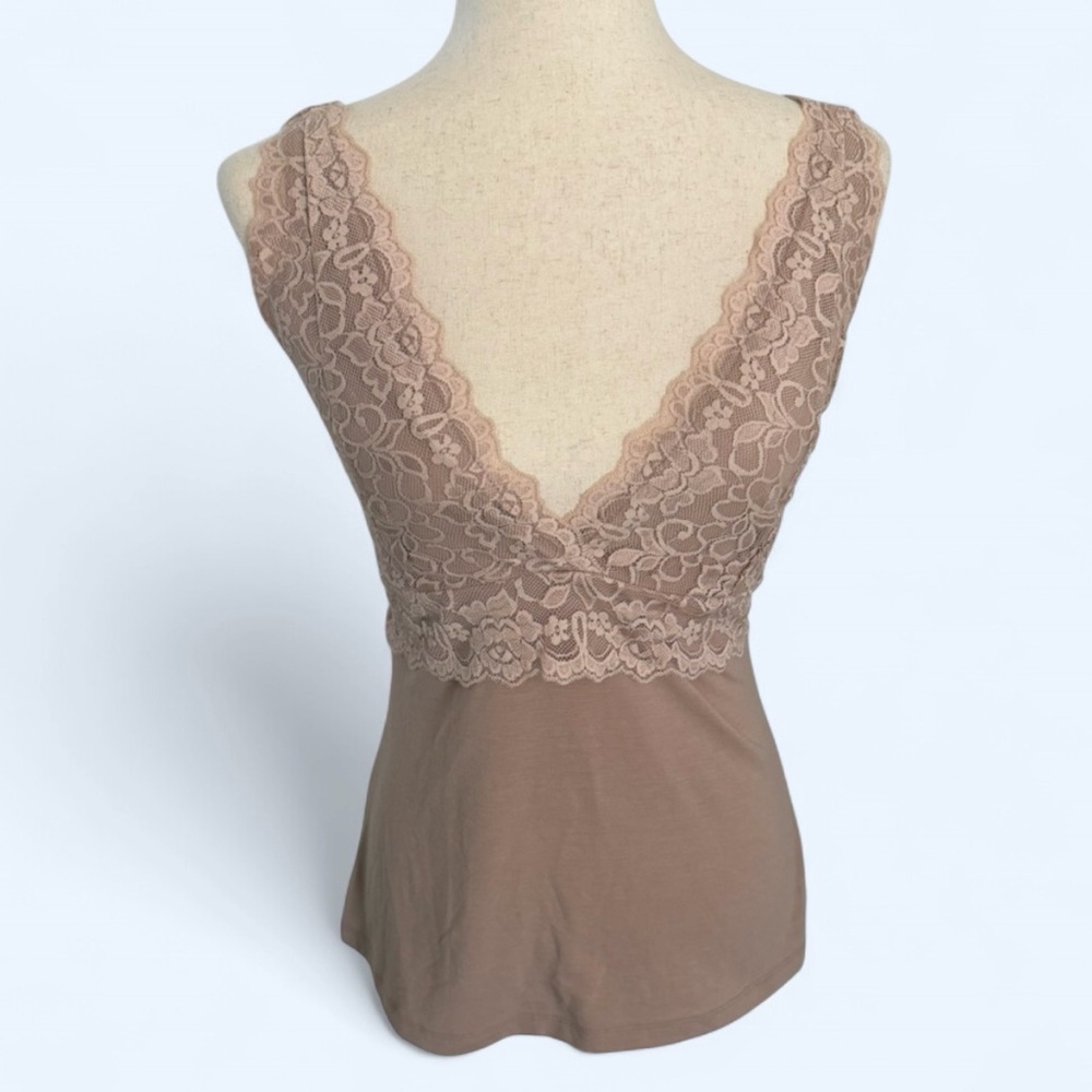 Y2K Nude Lace Bralette Cami Tank Top V-Neck Fairycore Coquette Size Large Poetry